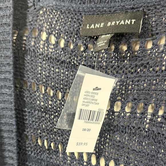 NWT Lane Bryant Fringed Navy Open-Knit Cardigan Soft Long Duster Size 18/20 Plus - Picture 4 of 9